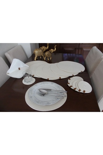 Hediyeninellitonu 17 Piece Placemat Set for 8 Persons, Tableware Set, Plate Coasters, Coasters,
