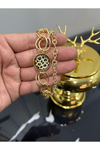 Store Stylish Design Leopard Stone Bracelet with Two Chains