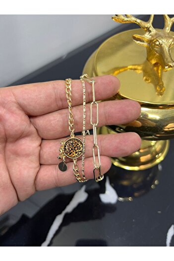 Store 3 Chain Design Leopard Stone Bracelet