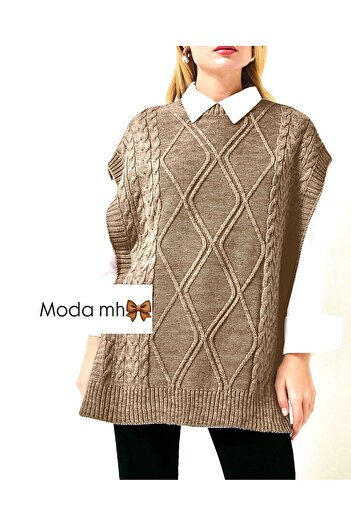 moda mh Women's Adjustable Patterned Side Tie 75 cm Sweater