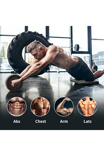 Fitness Max عجلة تمارين البطن الدوارة لتمارين البطن مع مقابض مضادة للانزلاق