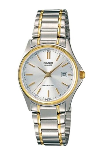 Casio ساعة يد نسائية باللون الذهبي والفضي