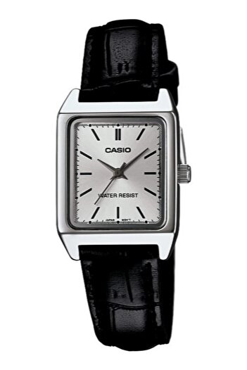 Casio ساعة يد نسائية باللون الفضي والأسود