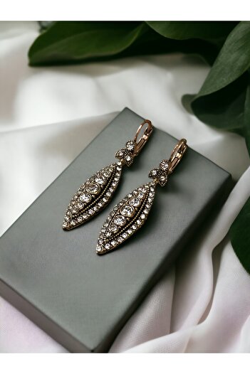 FAYRA ACCESSORIES Zircon Stone Diamond Mounted Shuttle Earrings