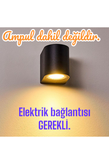 fullreyon Tek Yönlü Iç - Dış Mekan Dekoratif Siyah Kasa Bahçe Balkon Salon Teras Veranda Apliği (AMPUL HARİÇ)