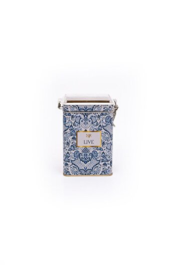 EVLE Er043-4b Azulejos Live Patterned Rectangular Metal Storage Container 8x10 Cm