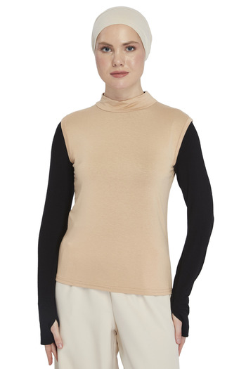 Altobeh Turtleneck Lycra Organic Sleeveless Women's Body - Beige