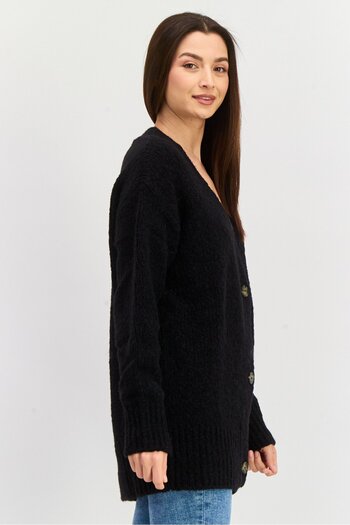 Hugo Boss Women Knitted Button Detail Cardigan, Black
