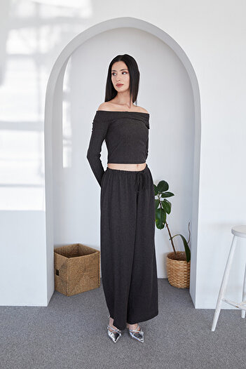 Fulla Moda Wrapped Fabric Palazzo Trousers with Elastic Waist