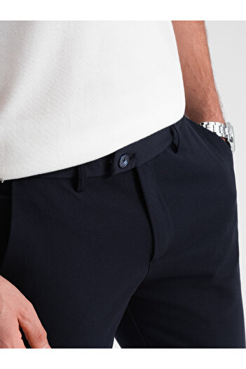 OMBRE Pánské chytré chino kalhoty SLIM FIT - tmavě modrá V3 OM-PACP-0191 M