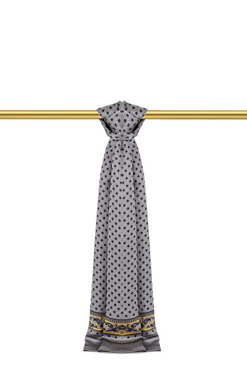 Bursa İpek Gray Patterned Men's Silk Cashew