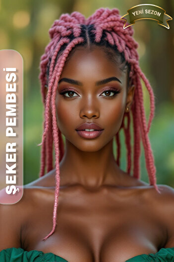 KONAK PERUK Afrika Örgüsü Rasta Ve Box Braid için Sentetik Saç - Pembe