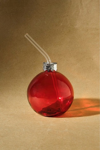 Karaca New Year's Wish - 400 ml Red Mug with Straw
