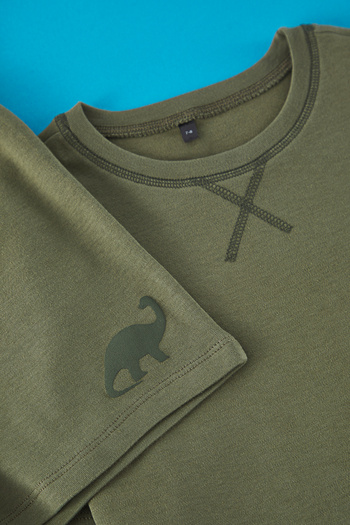 TRENDYOLKIDS Khaki Color 100% Cotton Short Sleeve T-Shirts and Shorts Set for Boy - Tkdss25Au00029