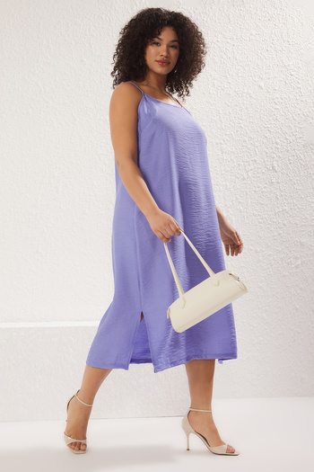 Trendyol Curve Purple Shally Woven Plus Size Dress
