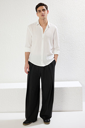 Trendyol Collection White Long Sleeve Loose Draped Seasonal Shirt - Regular Fit Tmnss25Go00008