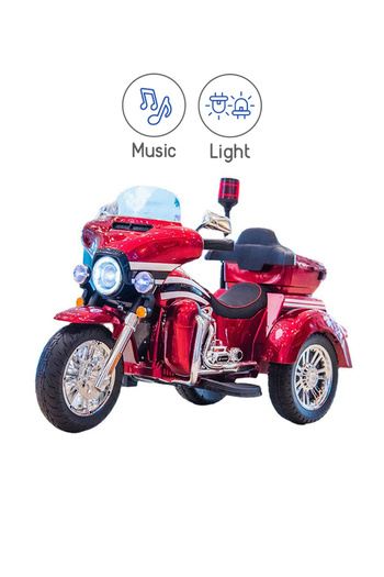 Fab N Funky Battery Operated Ride-On Bike with Music and Light, Big Tyres, Single Key Start, 3 Years+, Red