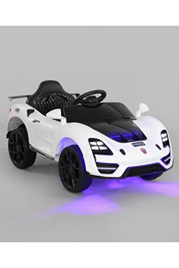 Babyhug Battery Operated Ride On Car with Music, Lights & Safety Harness for Kids 18M-3Y, White