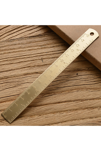 Choice 15cm Ruler Retro Brass Straight Rulers Centimeter Inches Metal Triangle Ruler Protractor Stationery