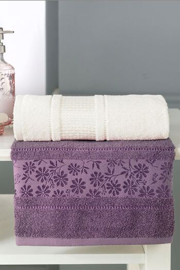Özdilek Blossom Happy Family Bathrobe Set - Plum Cream Colored