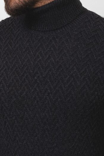 Mcr Ανδρικό πουλόβερ με σχέδια Slim Fit Full Turtleneck Wool Μαύρο - 11398.22K
