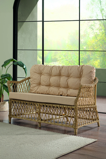 Evdemo Icon Rattan Bahçe Balkon Oturma Takımı 2+1+1+Camlı Masa Cappuccino