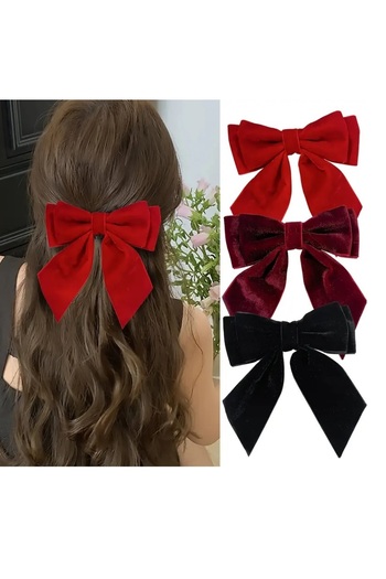 mos&more Cataramă automată cu fundă din catifea burgundy