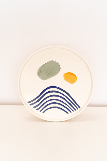 Kevin Seramik Hand Made 14 Piece Modern Breakfast Set for 6 People & Luxury Presentation Serving Plates