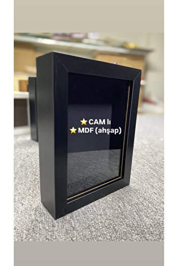 Sevcan sanat atölyesi Black Paspartu Background with 15X20X3 Glass - Memory-Keepsake Frame and Flower-Rose Storage Box