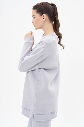 Kayra Gray Off-Shoulder Sweatshirt