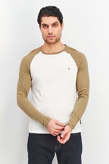 French Connection Men Crew Neck Long Sleeves Brand Logo T-Shirt, White