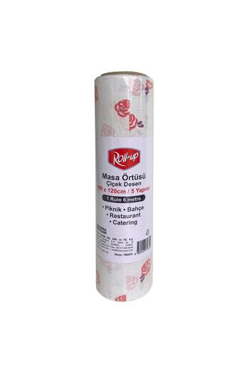 Roll-Up Față de masă din hârtie laminată de unică folosință cu model floral - 100x150 Cm. - 16 foi 10 role