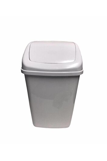 Polytime Swing Lid Office Bathroom Kitchen Garden Trash Can Bucket / 35 Liters / White / 57X38X30 Cm.