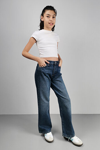 CEDY DENIM Yüksek Kalite Kız Çocuk Yüksek Bel %100 Cotton Palazzo Jean Pantolon