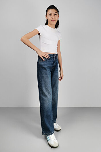 CEDY DENIM Yüksek Kalite Kız Çocuk Yüksek Bel %100 Cotton Palazzo Jean Pantolon