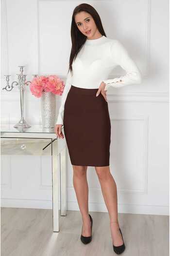 CNG MODA Office Elegant Scuba Fabric Pencil Skirt