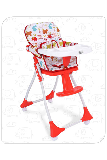 Babyhug Bloom High Chair with Footrest Animal Print - Red