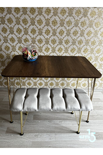 Yirmi15 Gold Metal Ayaklı 70x110 Barok  Mutfak Masası -Balkon-Çalışma Masası