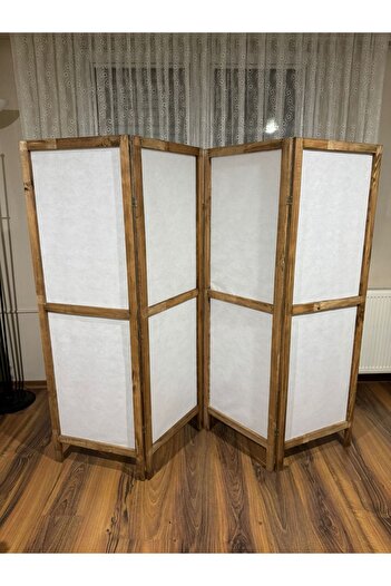 Vovikon Ahşap Kumaş Katlanır 4 Kanat Paravan Oda Bölme Seperatör 200x160