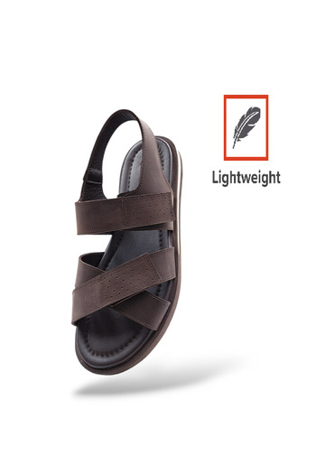 Hammer Jack Ανδρικά πέδιλα Velcro Comfort από γνήσιο δέρμα σε καφέ ελαφρύ σχέδιο
