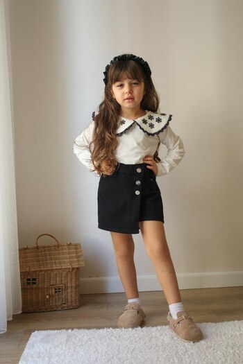 Bloom Girl's Suit with Denim Sort Skirt