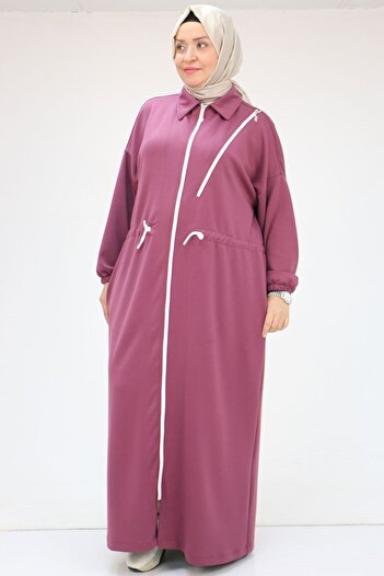Eslina 46013 Dusty Rose Osyho Ferace Plus Size - Λεπτομέρεια αξεσουάρ με φερμουάρ