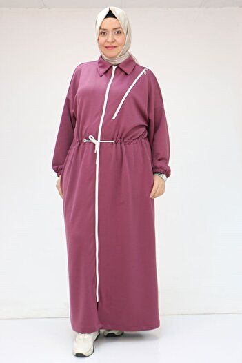 Eslina 46013 Dusty Rose Osyho Ferace Plus Size - Λεπτομέρεια αξεσουάρ με φερμουάρ