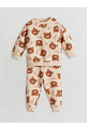 LC Waikiki Bicycle Long Sleeve Printed Baby Boy Sweatshirt and Sweatpants Set of 2
