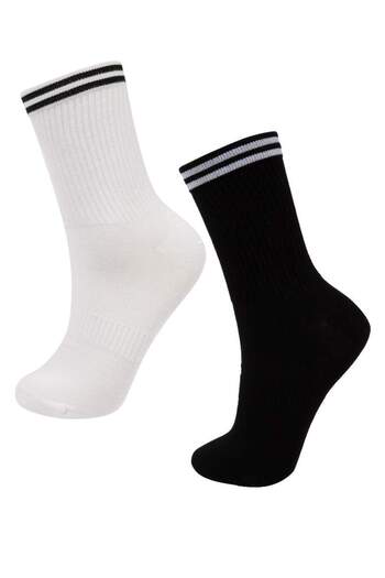 DeFacto Women's 2-Piece Bamboo Socket Circle Patterned Socks C0824Axns
