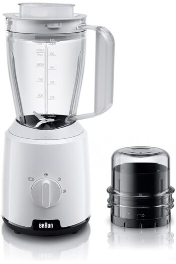 Braun Blender, 600W, 2 Speeds, Pulse Function, 1.5L, Ice Crush JB1015WH, White