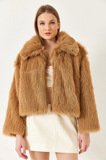 Bianco Lucci Women's Collared Faux Fur Lined Coat 38120 60251969