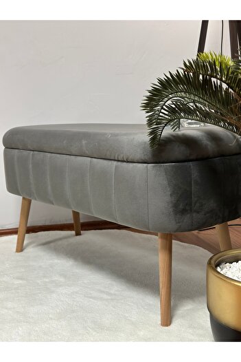 KOKİ DESİGN OSLO Babyface Antrasit Çok Amaçlı Sandıklı Dekoratif Bench Puf