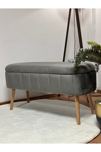 KOKİ DESİGN OSLO Babyface Antrasit Çok Amaçlı Sandıklı Dekoratif Bench Puf