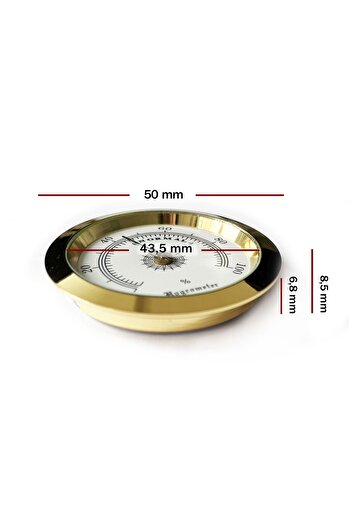 OEM Analog Higrometre Nem Ölçer Humidor Puro Kutusu İçin Metal Çerçeve Sarı-Beyaz 50mm